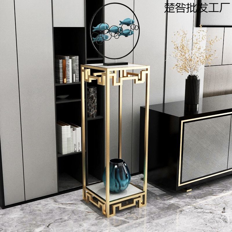 北欧大理石花几铁艺落地式花架子客厅轻奢花盆摆件置物架阳台花架