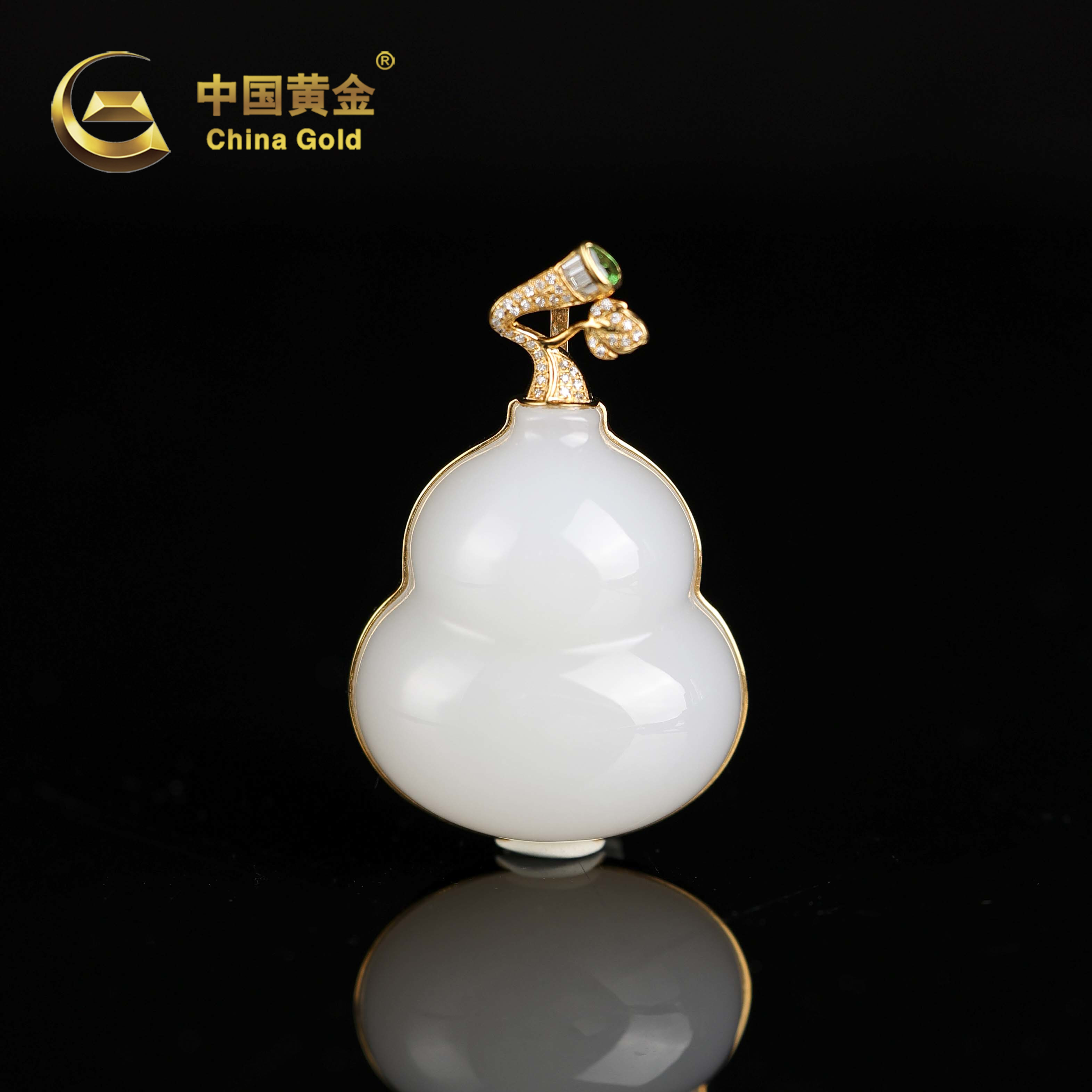 【中国黄金】凝舒 | 和田玉*吊坠*18K金镶嵌-D11720-Y