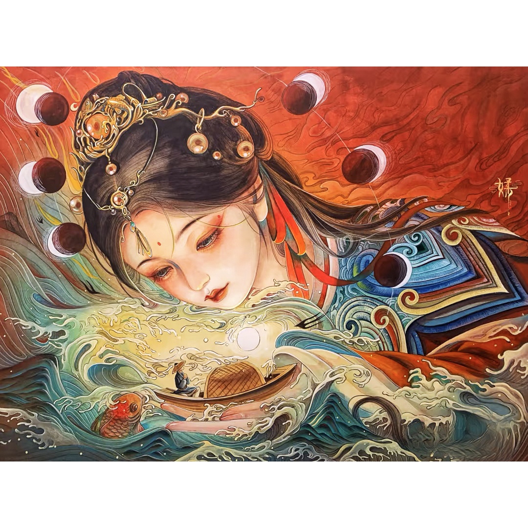 DMC十字绣-中国风妈祖十字绣