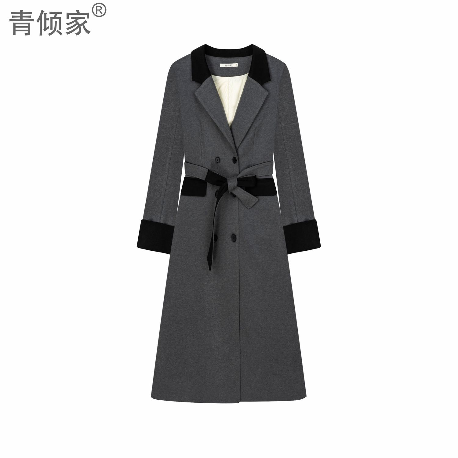 【新年新衣】冬季大胖mm高级感灰色翻领显瘦毛呢大衣外套秋冬中长款