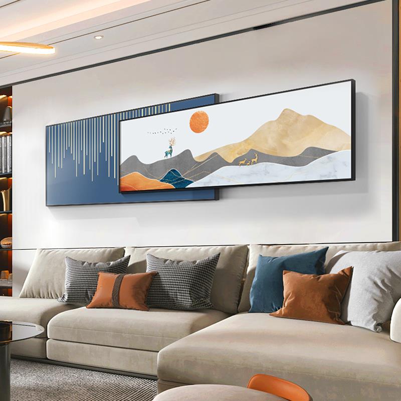 沙发背景墙装饰画抽象客厅挂画北欧风格卧室床头墙画背靠山水壁画