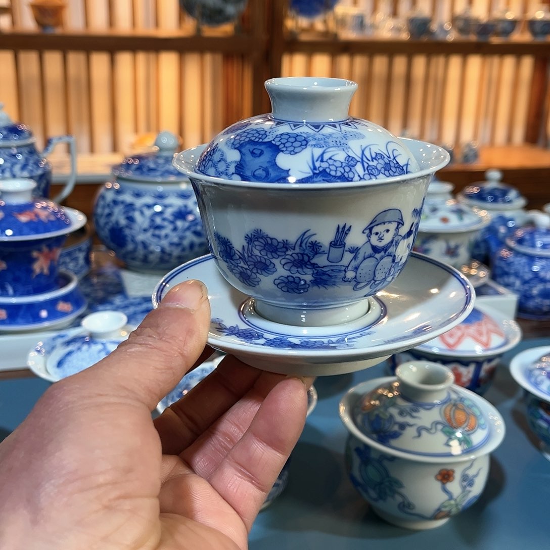 錡镇堂手工手绘盖碗