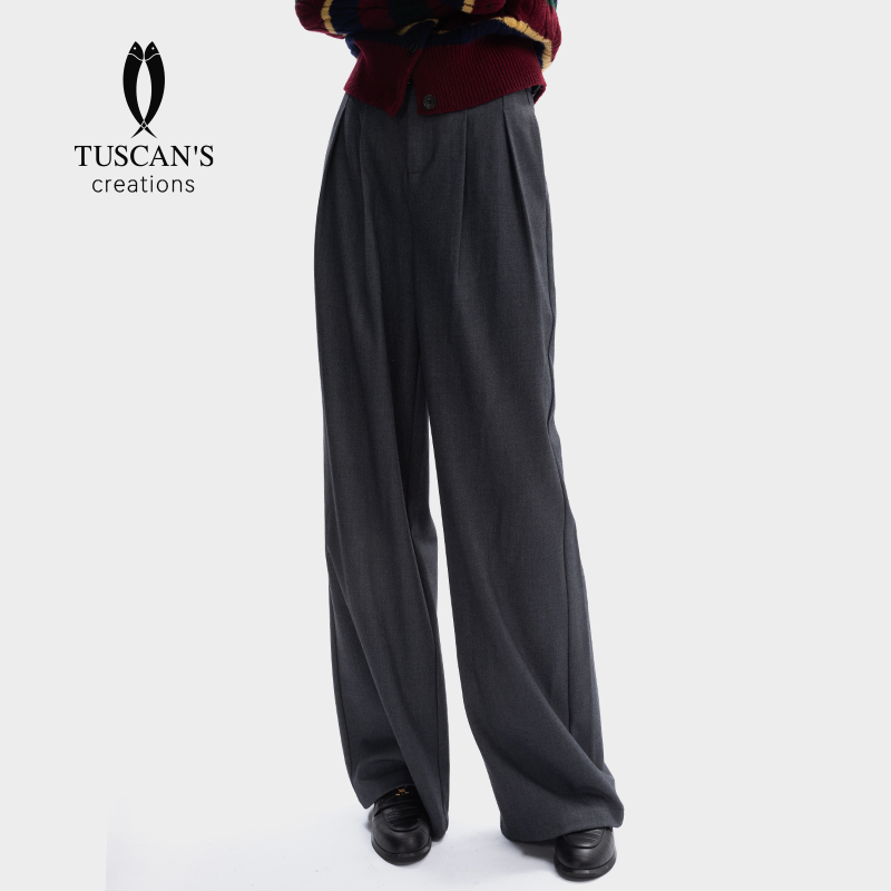 TUSCAN'S CREATIONS新款休闲百搭高腰直筒宽松垂感女士薄款休闲裤