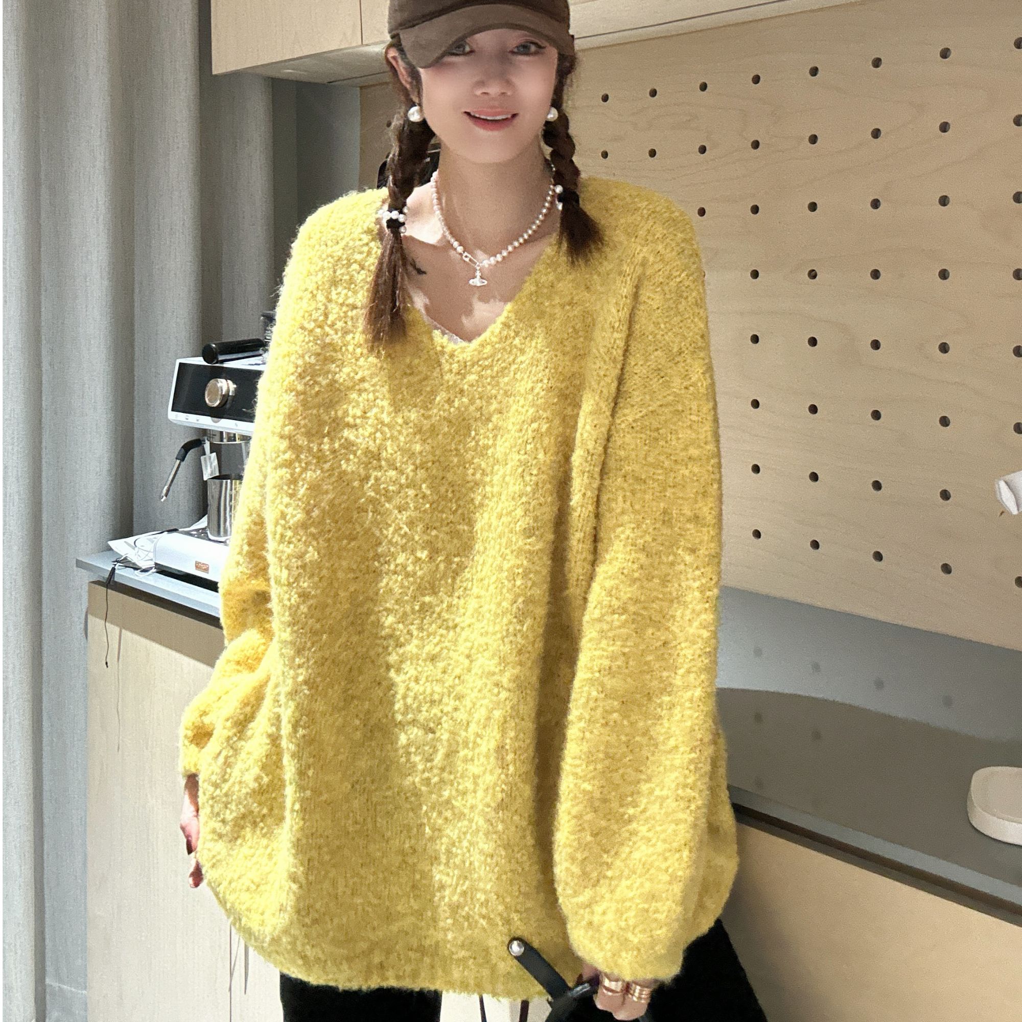 6【大小姐家】欧韩货宽松软糯V领毛衣547942