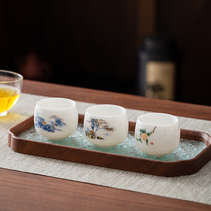 羊脂玉大号主人杯中式白瓷禅定杯罗汉杯家用杯子