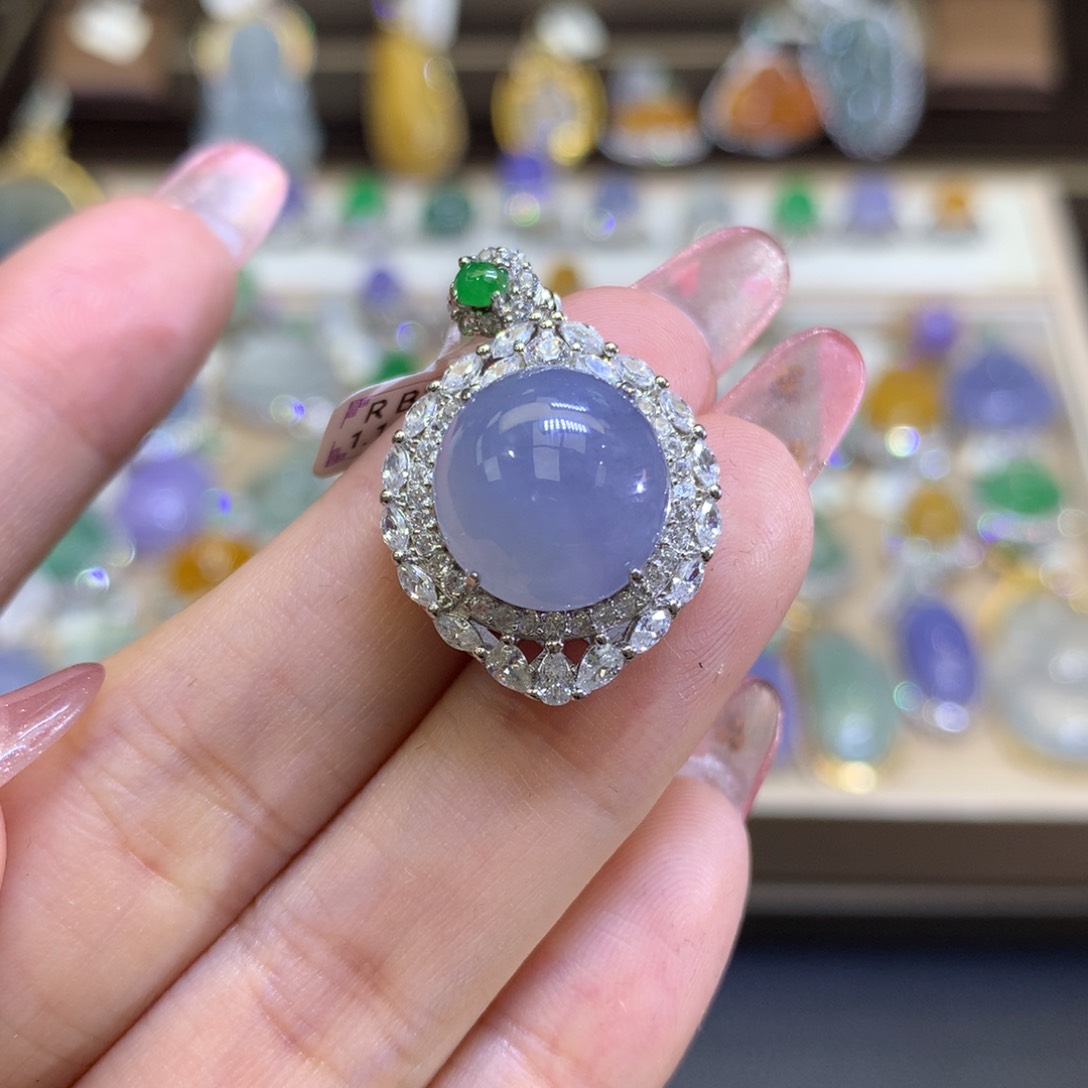 翡翠颈饰银S925镶嵌翡翠