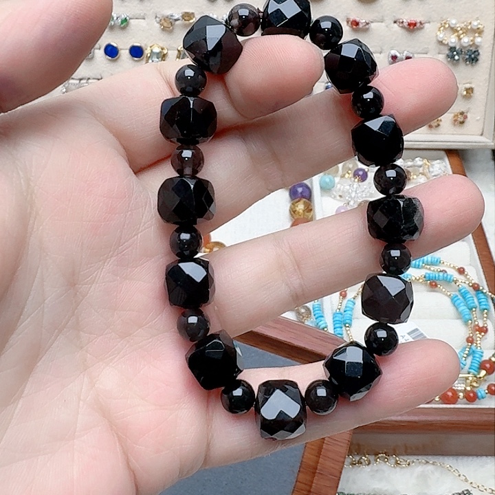 黑曜岩手链未镶嵌手链