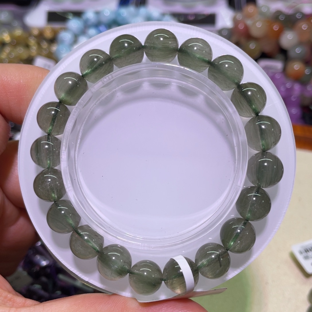 水晶手链未镶嵌9mm绿兔毛