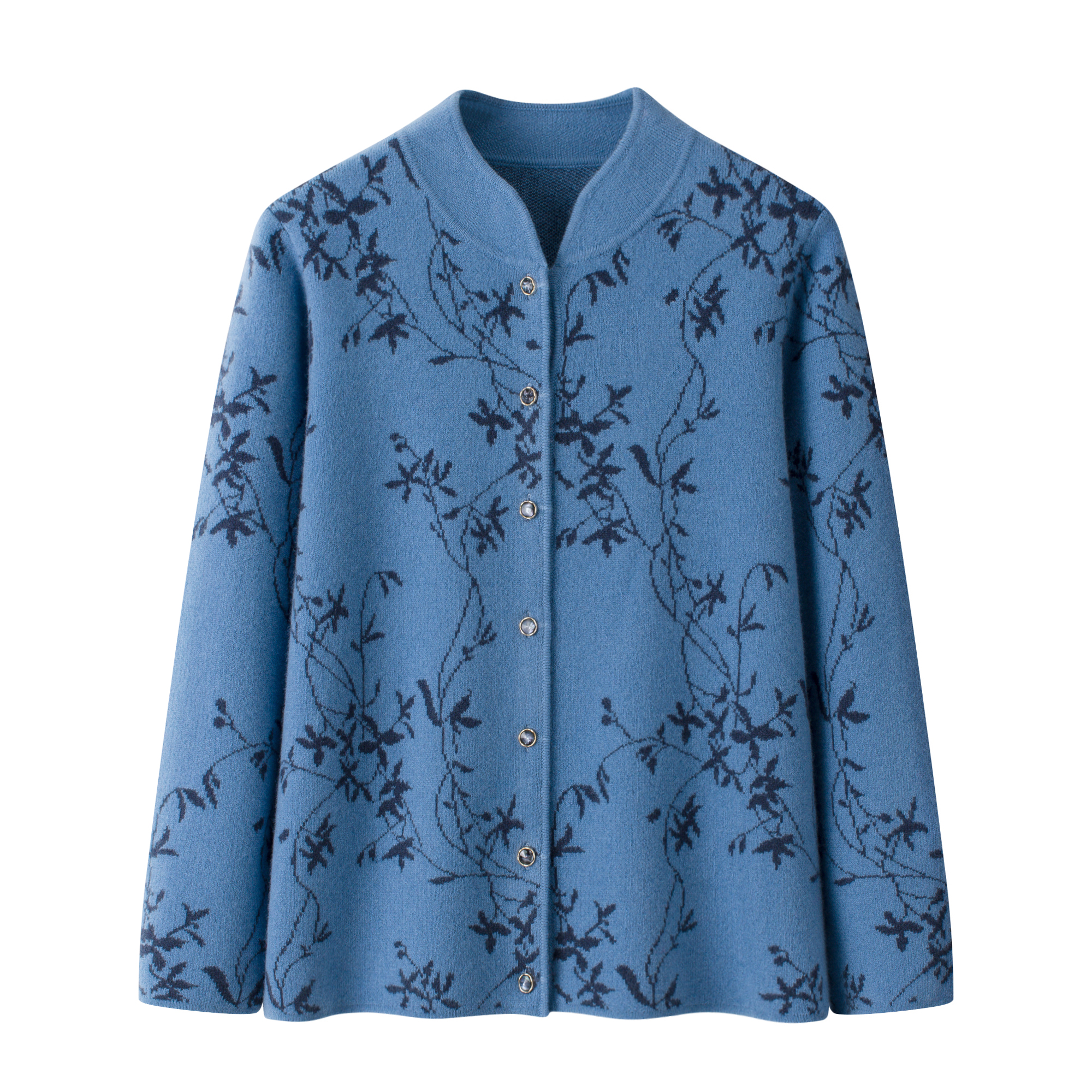 中老年女装加厚羊绒开衫休闲中国风印花大码加厚秋冬2025年新款