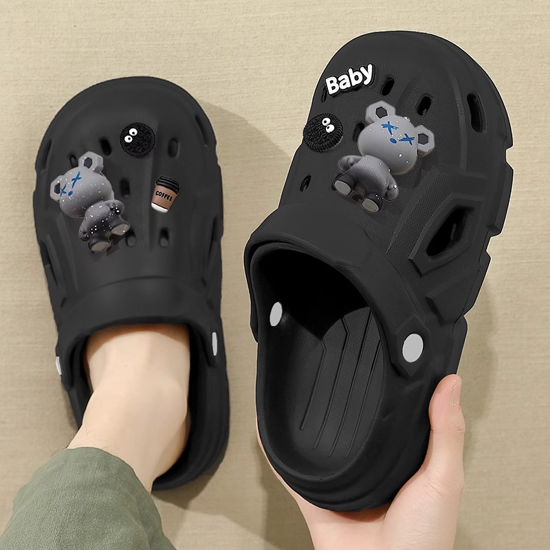 洞洞鞋男款夏季2025新款爆款外穿沙滩厚底防滑防臭包头半凉拖鞋男