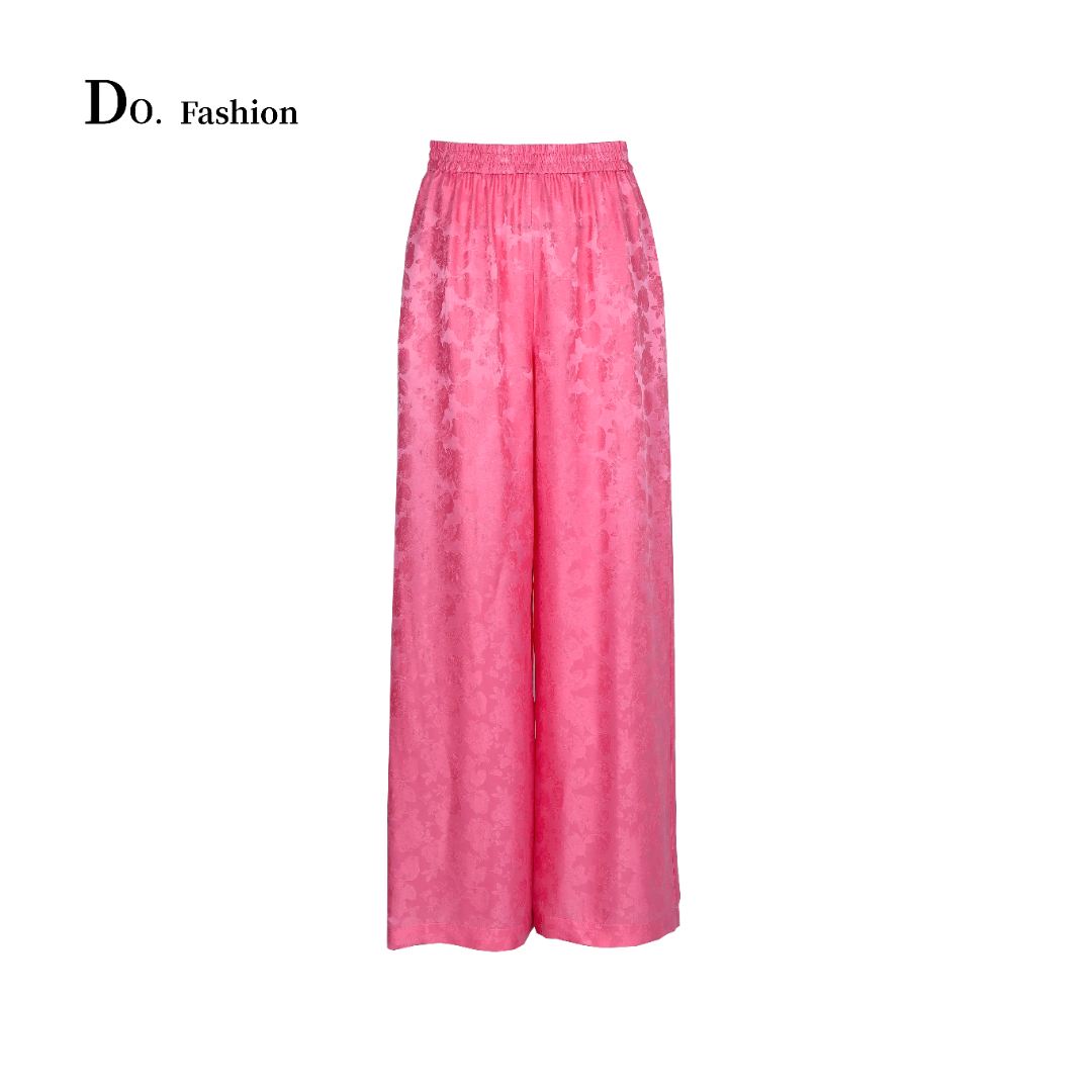 【Do.Fashion欧阳】“东方画卷”双丝缎玫瑰提花阔腿裤宽松