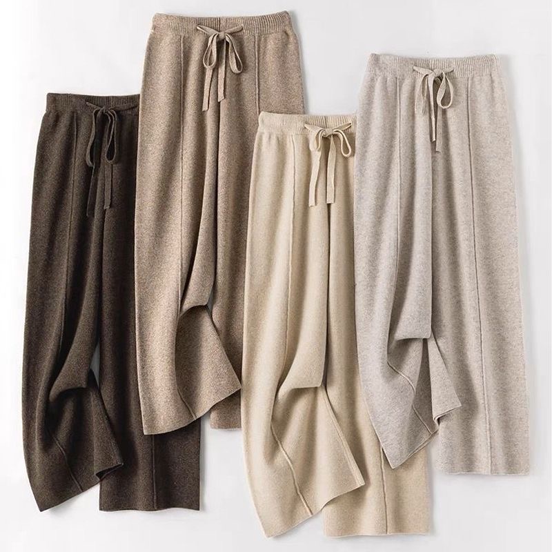 【羊毛秋冬加厚款】女阔腿裤外穿显高显瘦针织高腰宽松打底裤