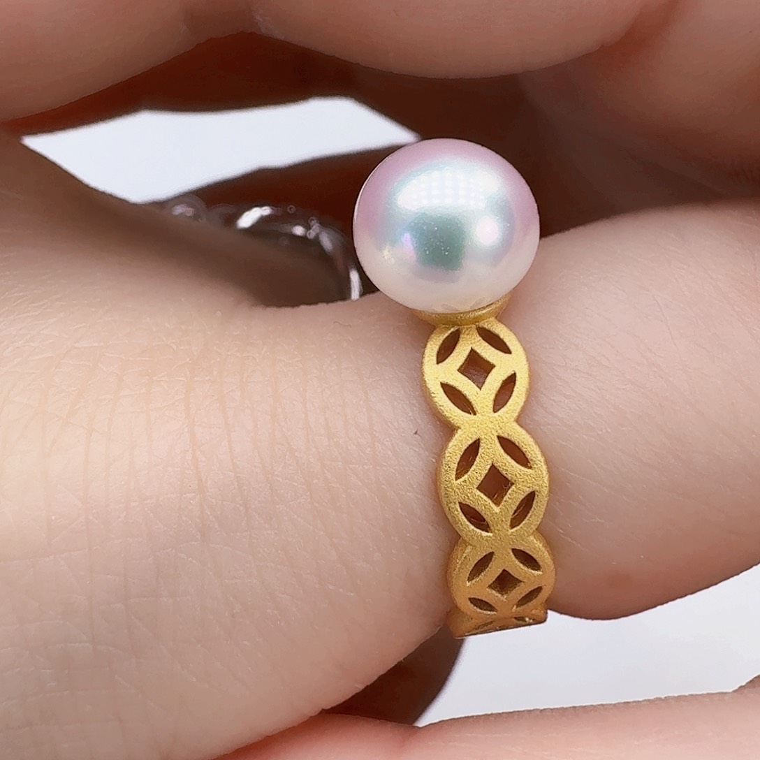 戒指银S925镶嵌淡水珍珠