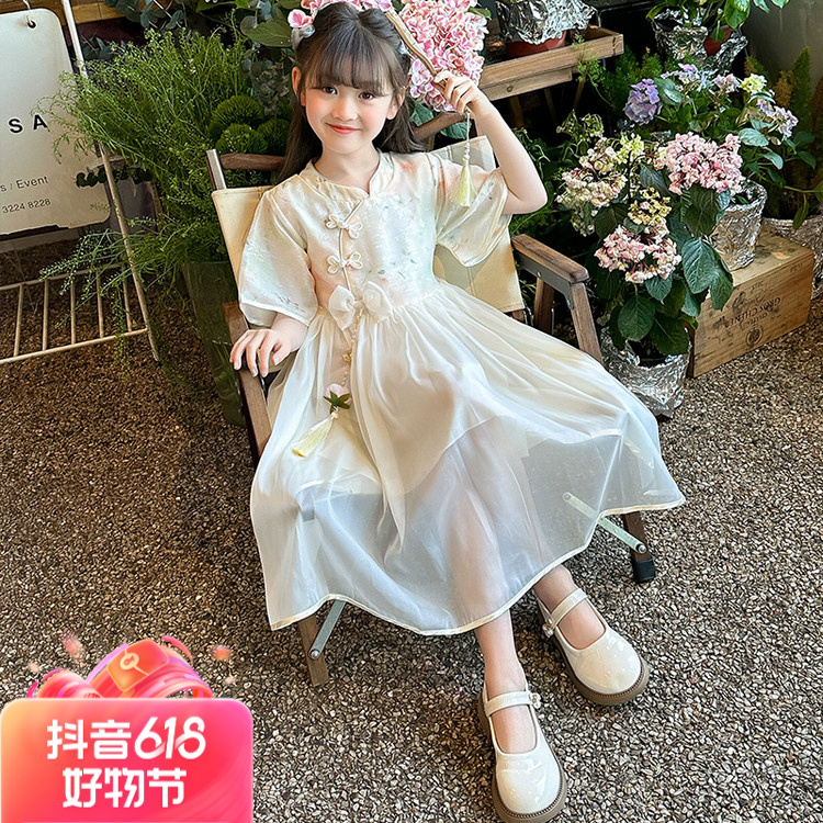 【店铺热销新品】新款仙气花朵甜美潮款长袖公主裙女童夏季连衣裙