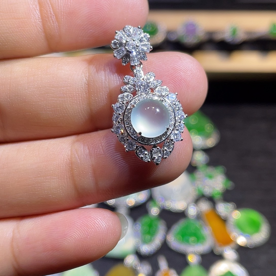 翡翠银S925镶嵌吊坠(不含链)