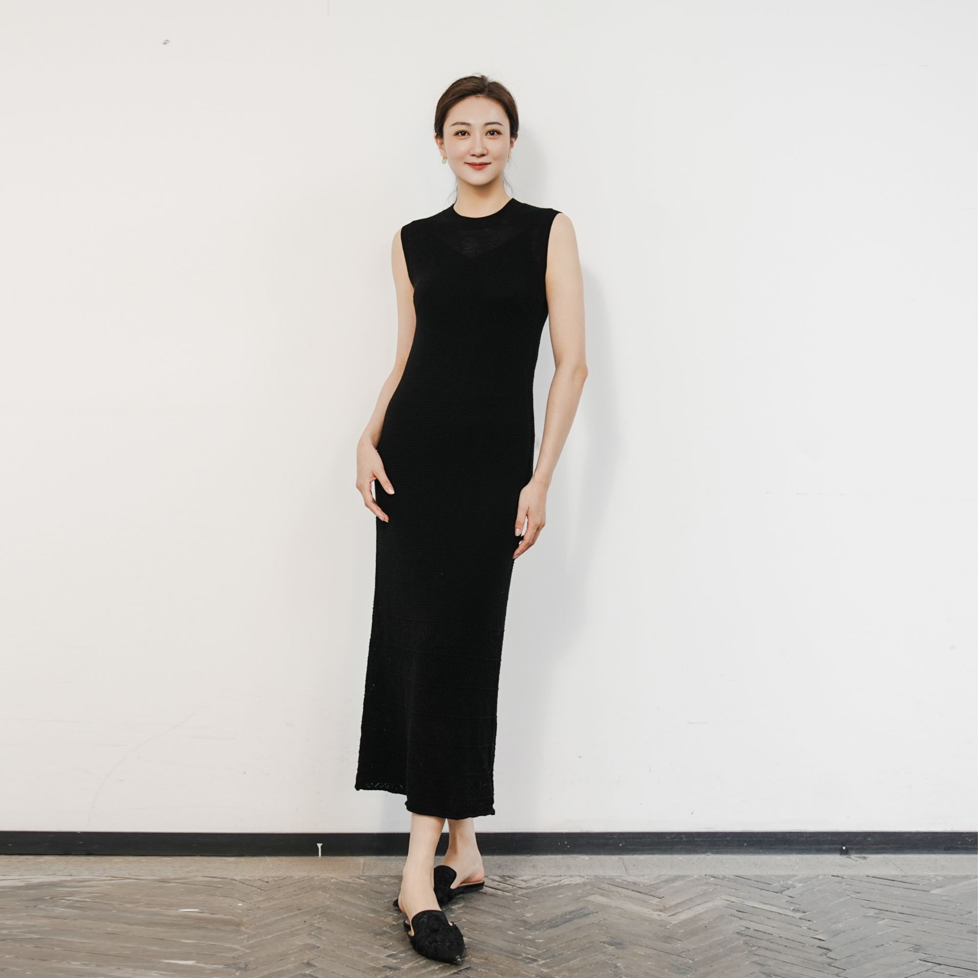 【栖香锦】  勾花菱格纹 设计师款  中式 羊毛 连衣裙