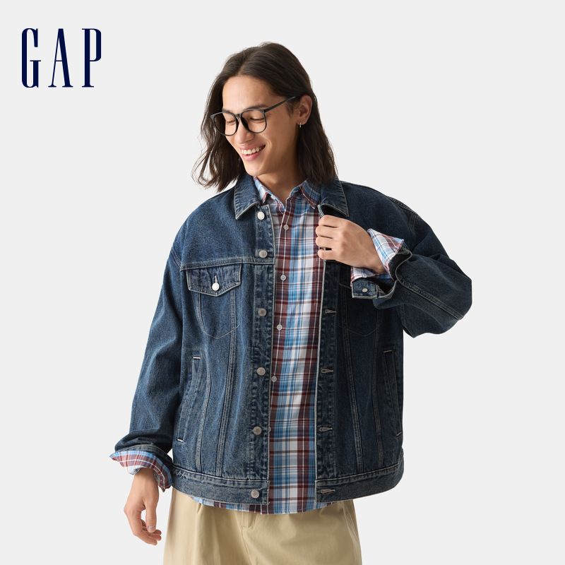 【成毅代言】Gap男女装秋季纯棉水洗牛仔服宽松工装休闲外套723088