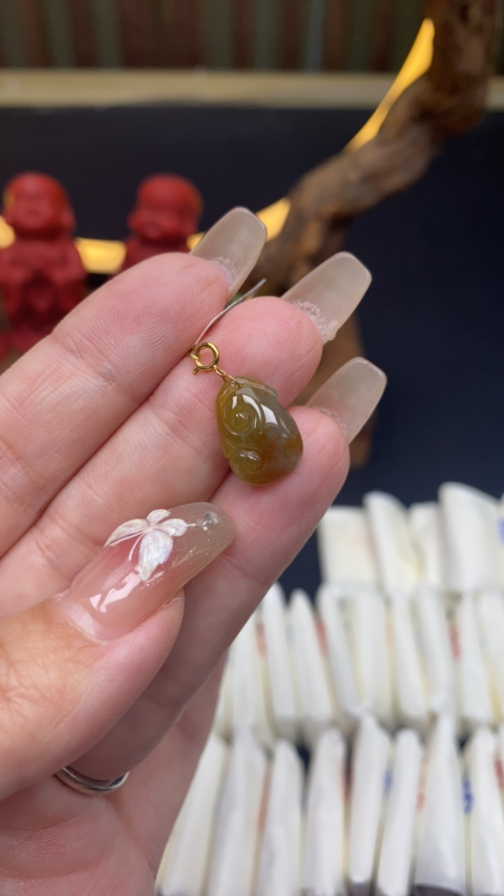 天然a货翡翠18k如意896