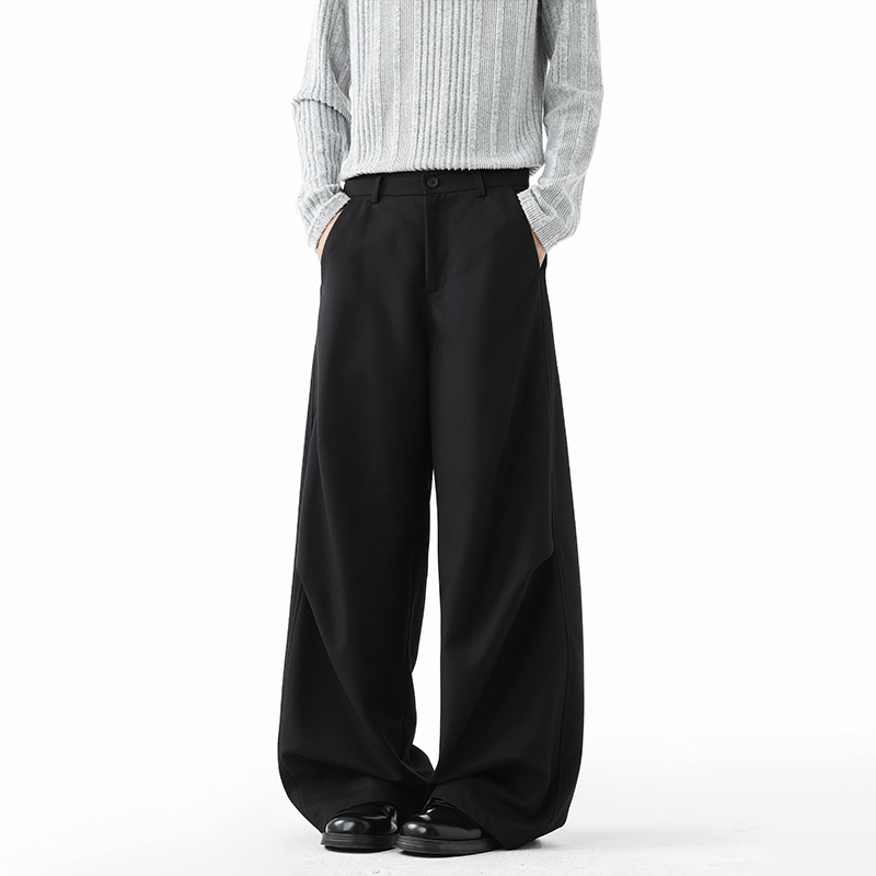 高级感慵懒阔腿西裤男士秋季新款解构潮牌弯刀裤垂感美式休闲长裤