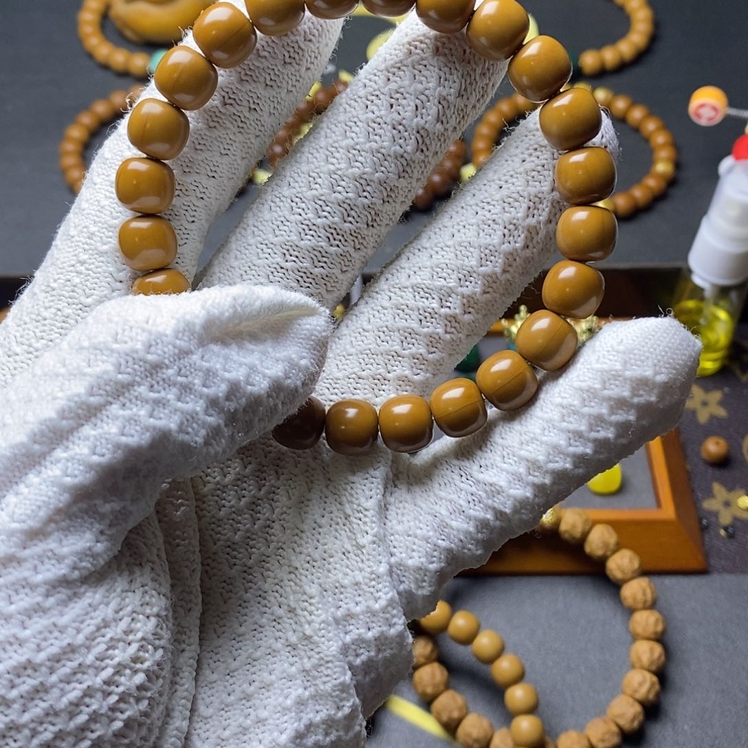 蓝****猴头核桃手串猴头老型黄老型珠双卡环