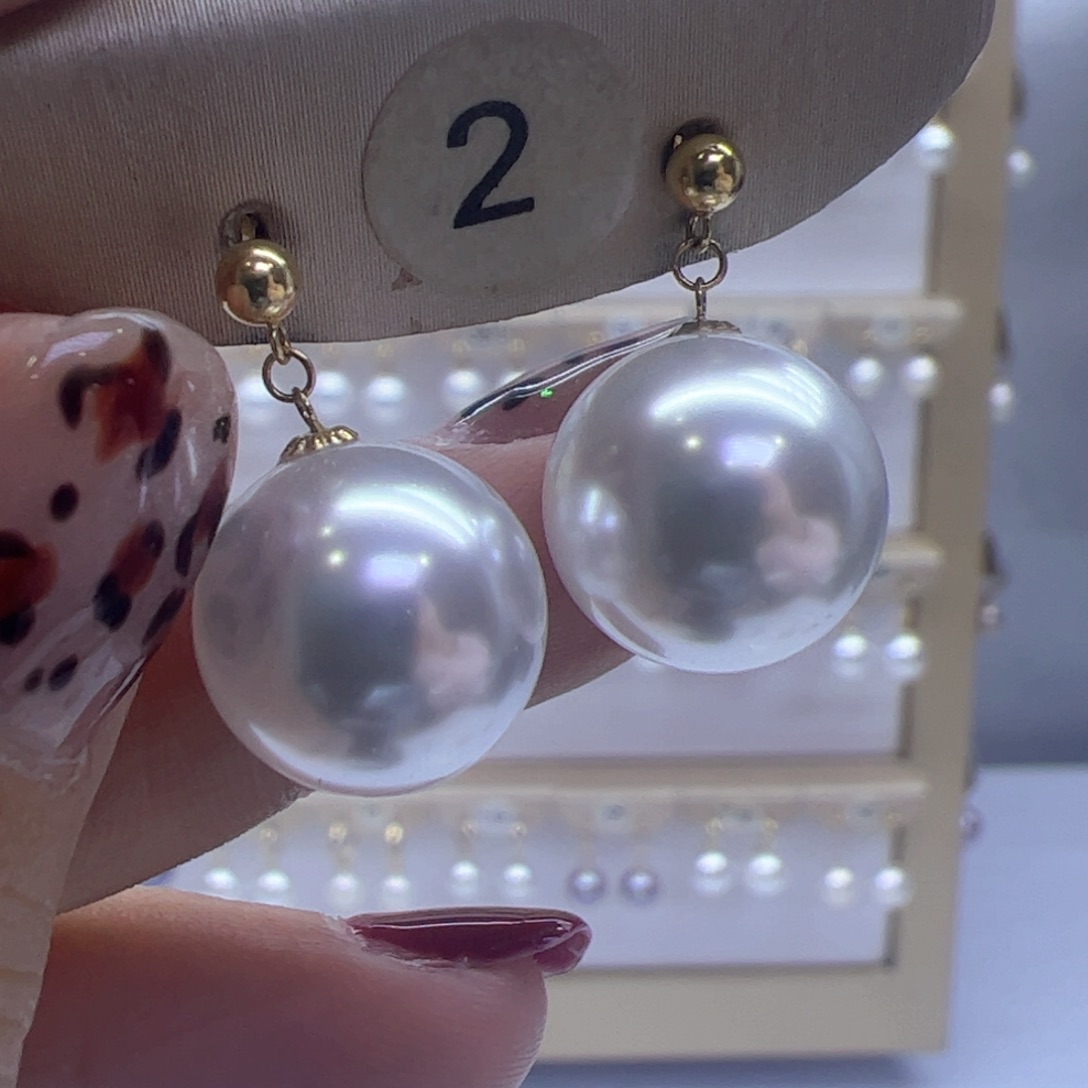 淡水珍珠耳饰18K金镶嵌