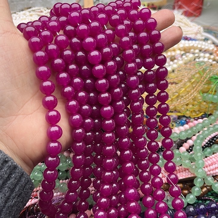 玛瑙/玉髓珠宝半成品未镶嵌一条10mm红刚玉