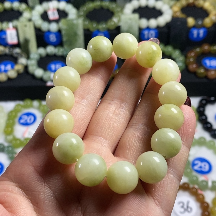 【闪购商品】蛇纹石玉手链未镶嵌卡14