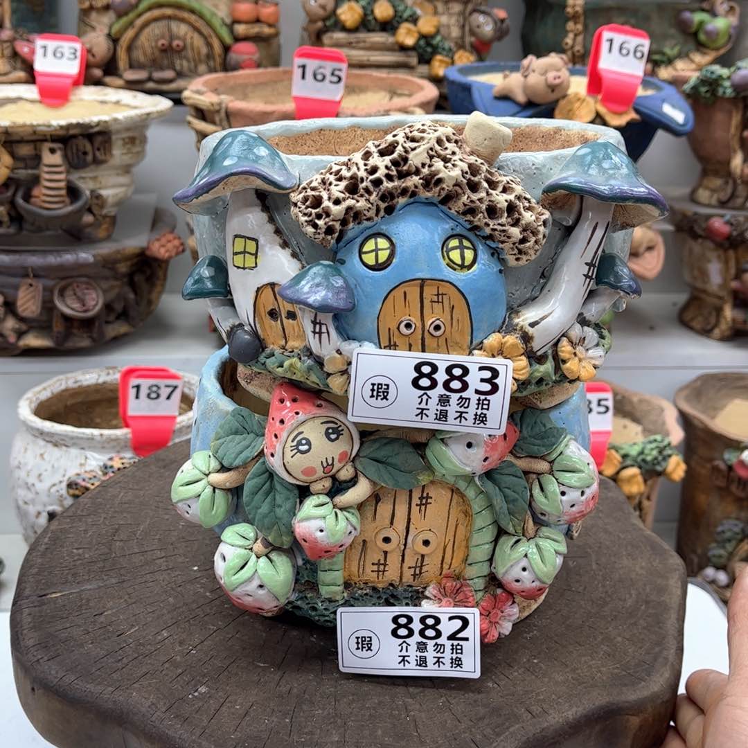 红陶花盆8832瑕疵