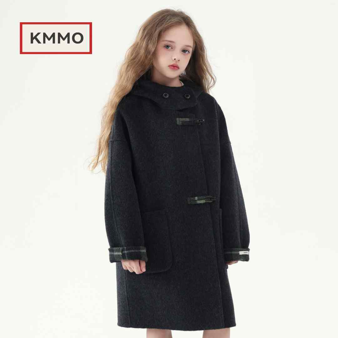 KMMO儿童双面羊毛大衣2025新款冬季女童呢子外套中长款加绒加厚