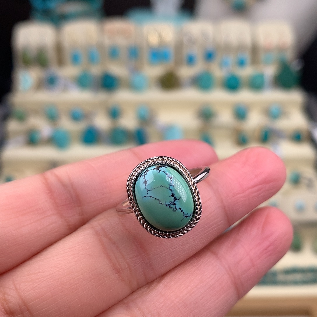 绿松石银S925镶嵌戒指