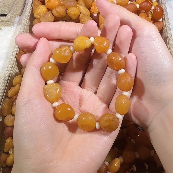 琥珀未镶嵌手链蜜蜡海漂手串