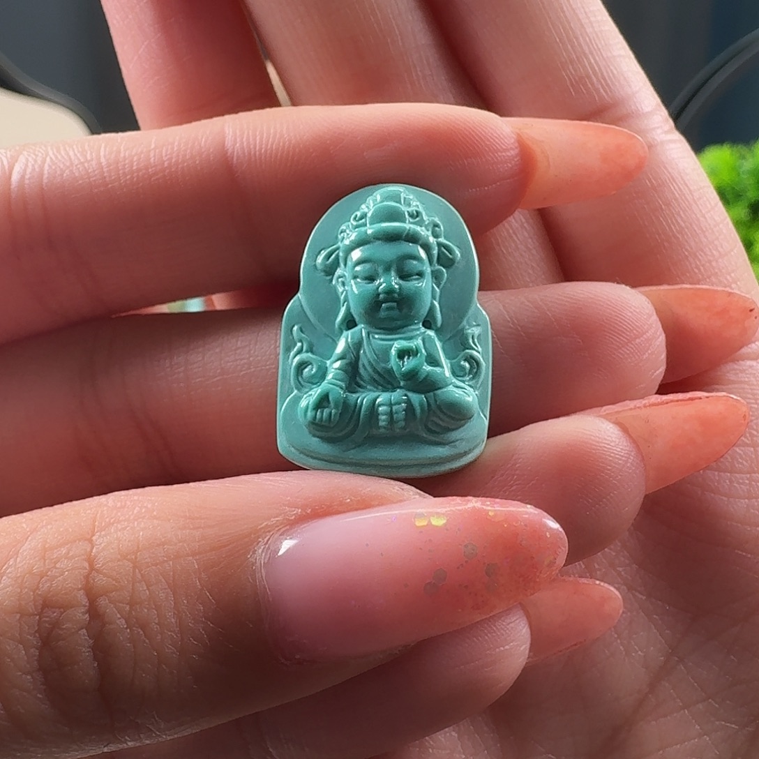 绿松石未镶嵌吊坠(不含链)观音