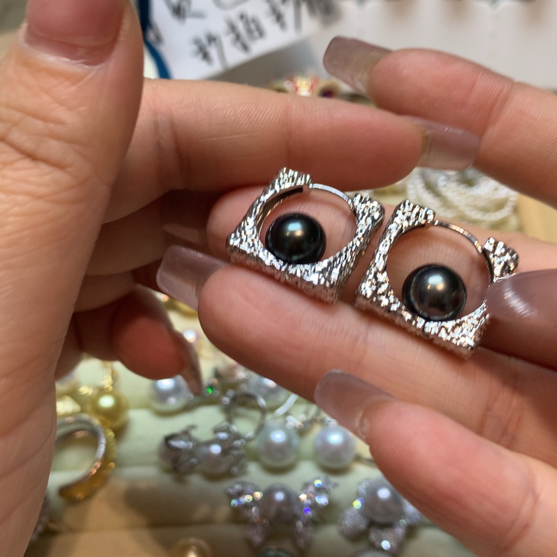 海水珍珠耳饰银S925镶嵌