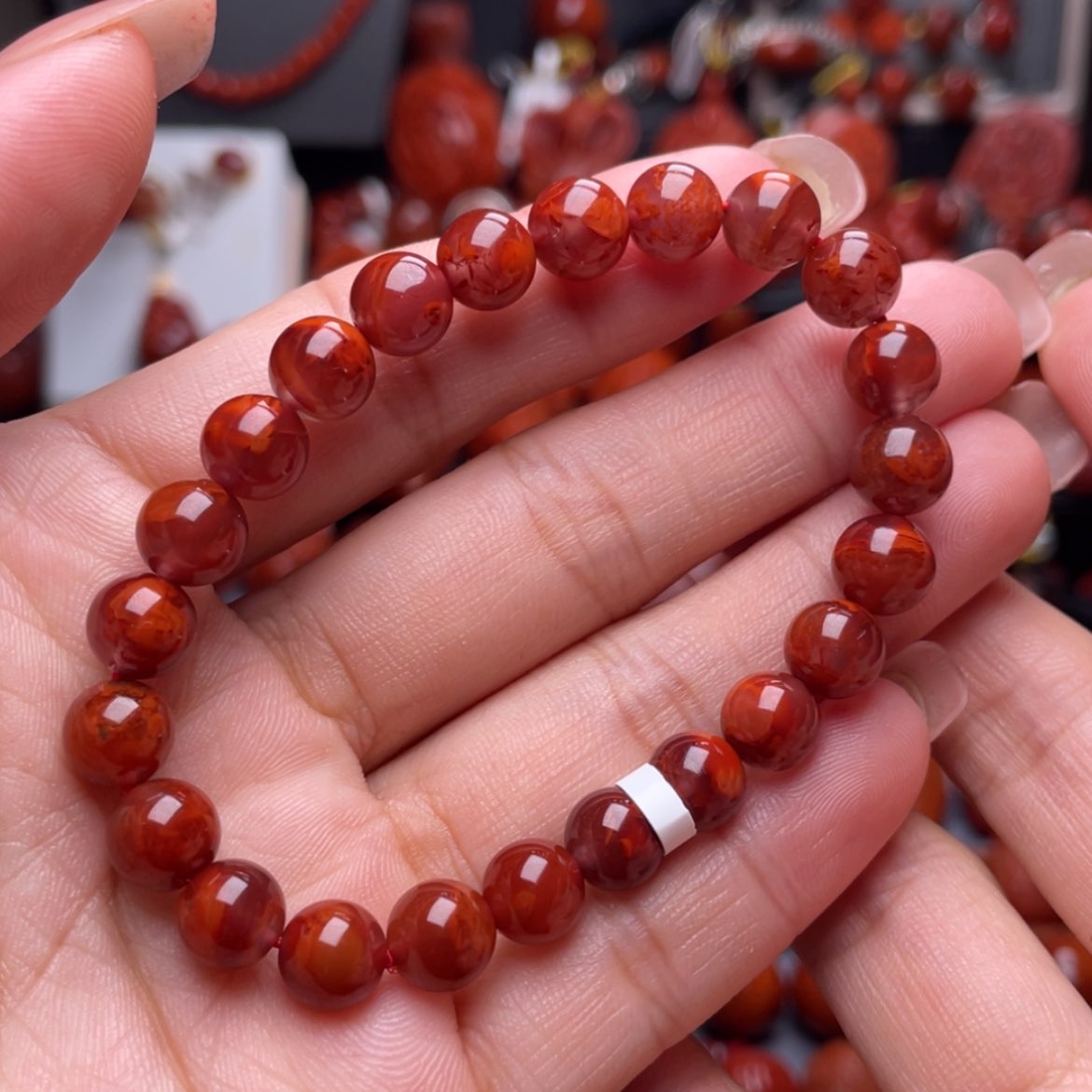 【闪购商品】南红玛瑙8➕火焰纹手串未镶嵌