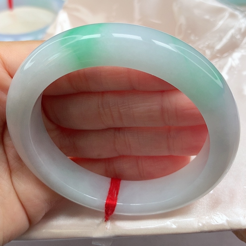 【闪购商品】翡翠手镯未镶嵌冰胶飘阳绿手镯5455圈41号