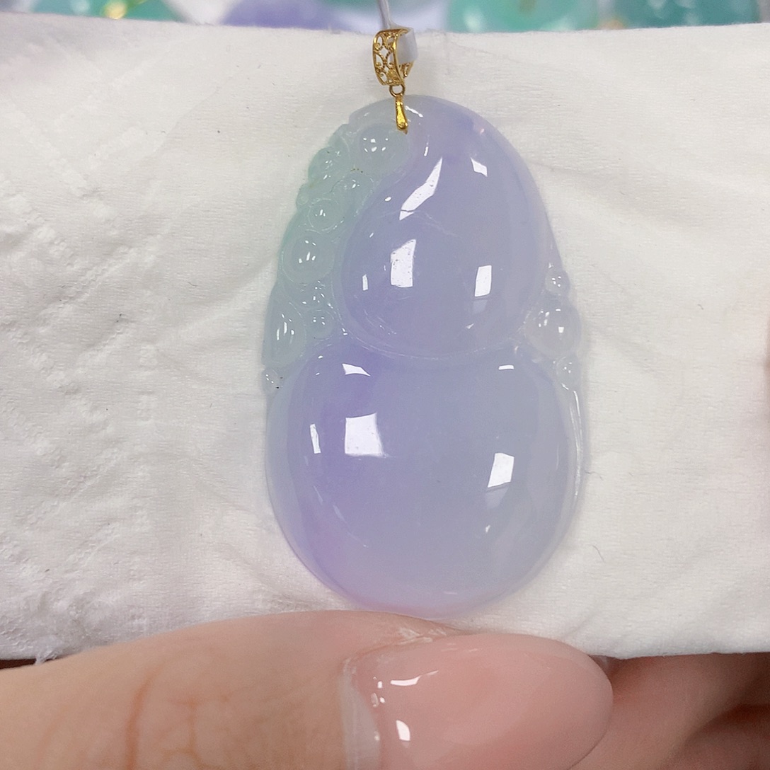 翡翠18K金镶嵌颈饰天然翡翠a货 百元以上9米证书费自理