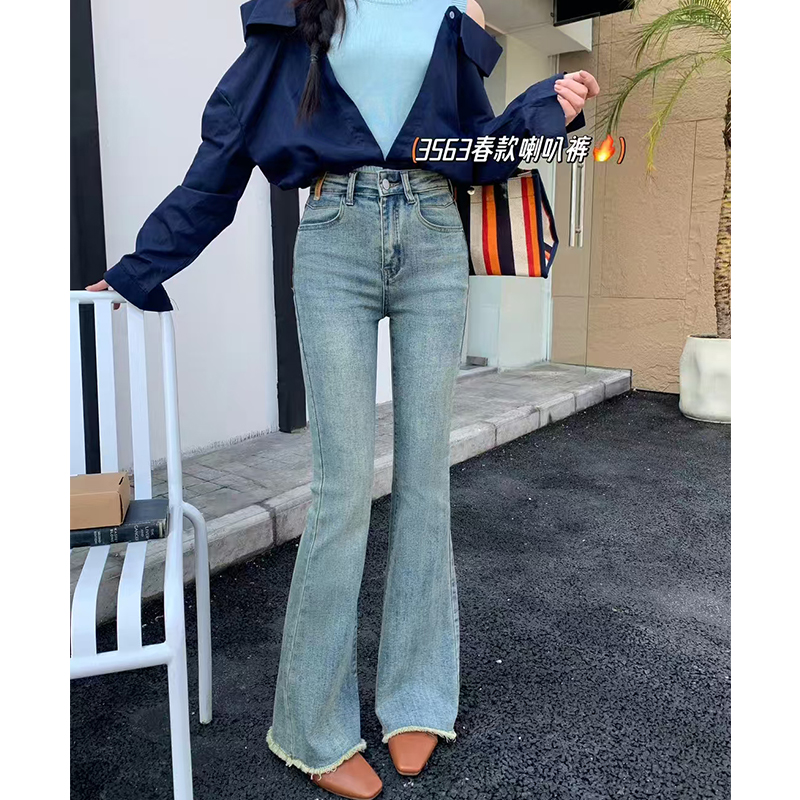 2025新款春秋高品质微辣牛仔裤显瘦显腿长单裤女装喇叭裤【3563】