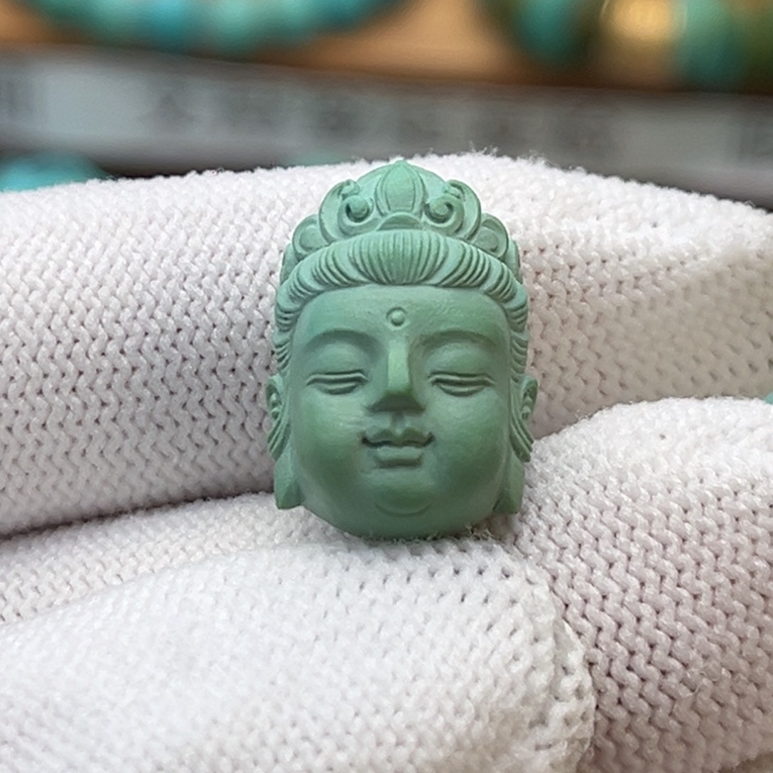 绿松石未镶嵌珠宝奇石精品绿佛首