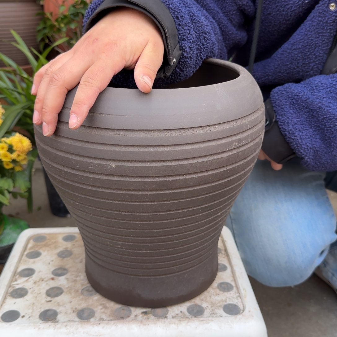 紫砂花盆口20高27宜兴紫砂