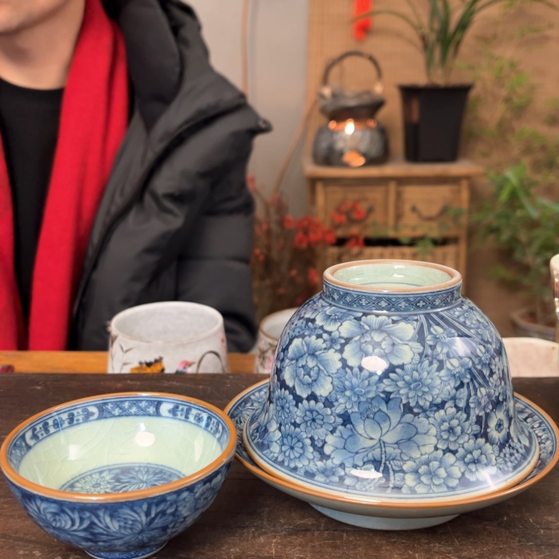 杯人**菊景德镇柴烧手绘杯