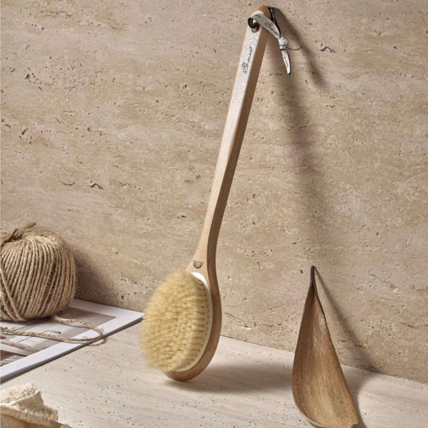 A 长柄猪鬃毛经典款沐浴刷太阳花搓背浴刷家用去油干湿两用      