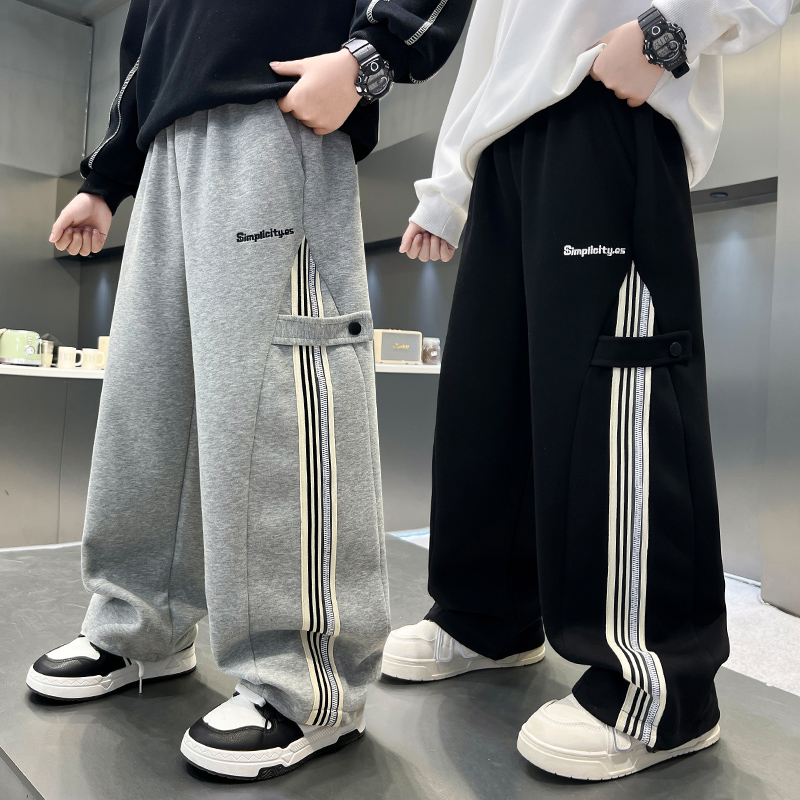 男童运动裤秋装2025新款儿童炸街男孩卫裤大童春秋阔腿裤初高中