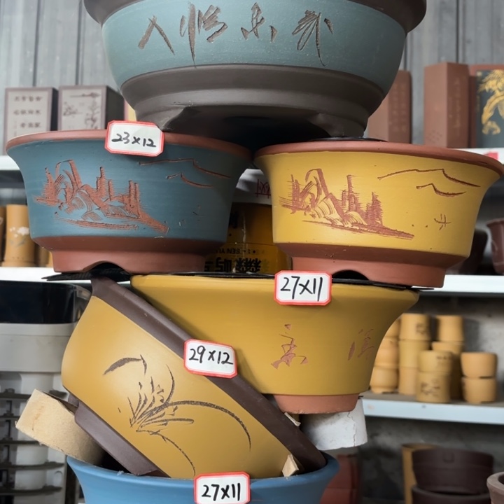 紫砂花盆100-6。            