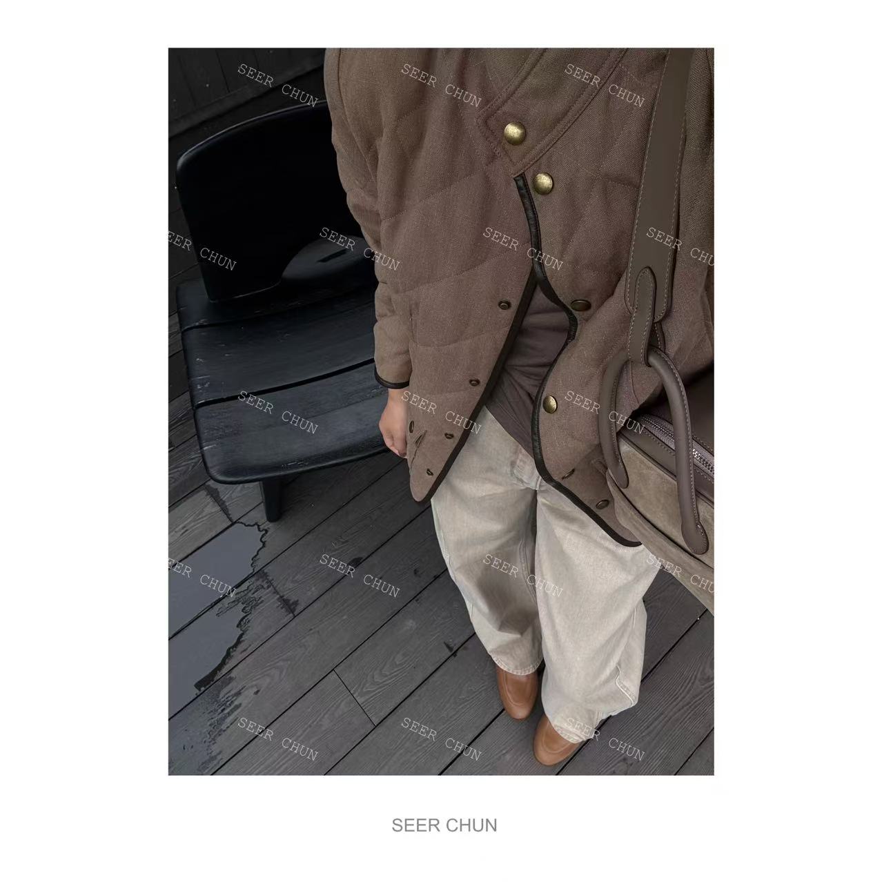 SEER CHUN“麻鹅”老钱腰带鹅绒服 60399