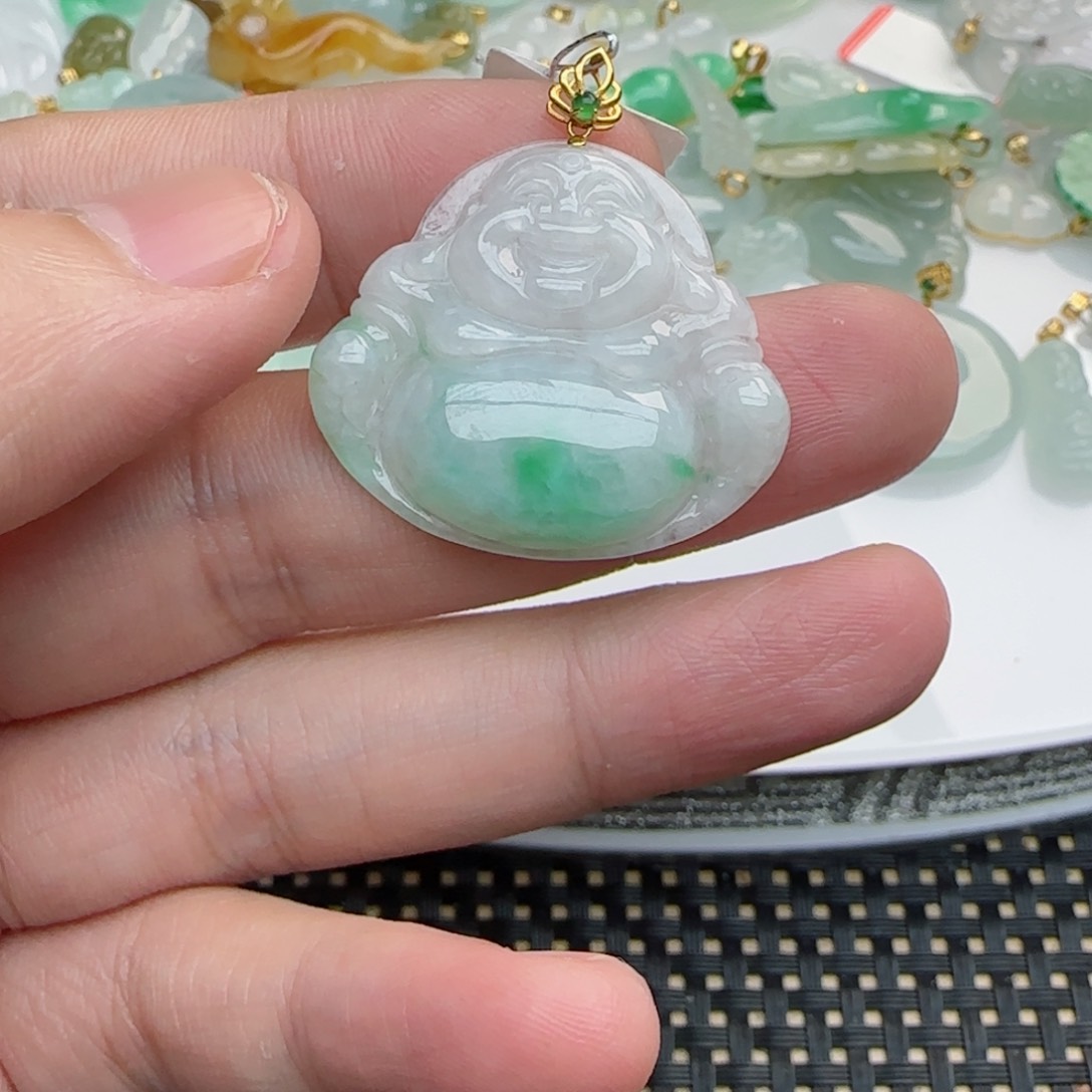 【闪购商品】翡翠颈饰18K金镶嵌佛公