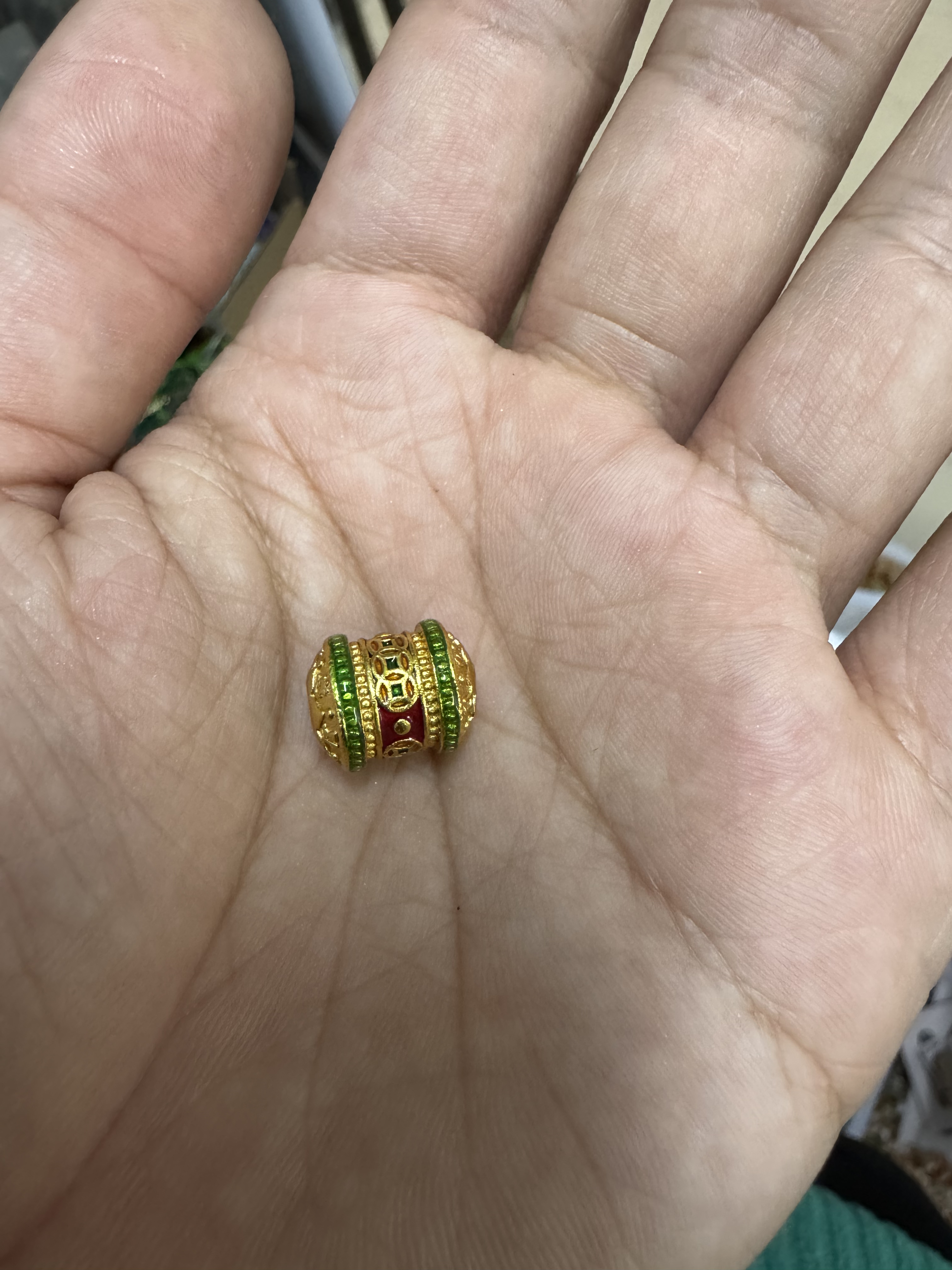 铜合金滴油六字箴言转运珠隔珠桶珠散珠diy手工编织串珠配件