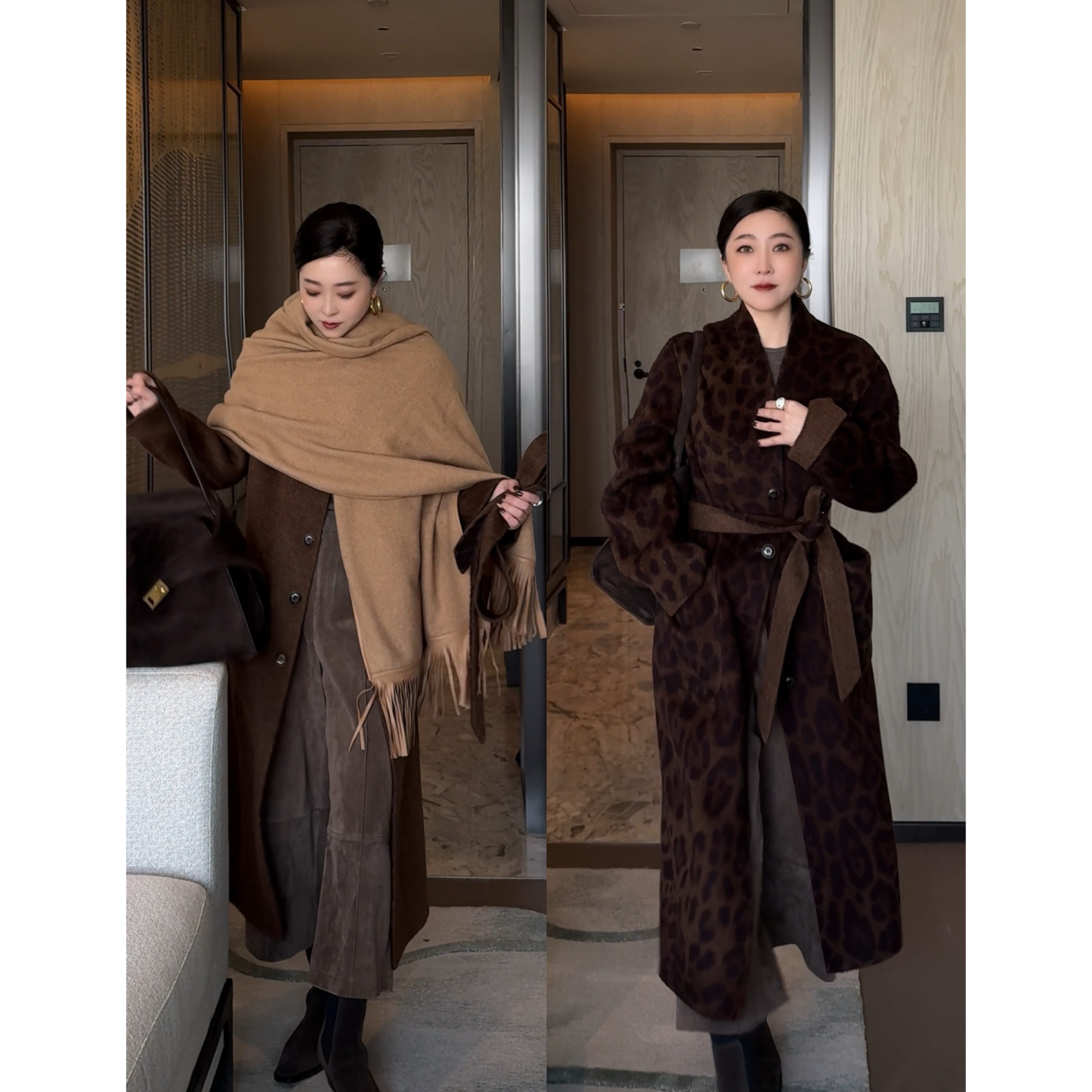 TheBay【猎豹人】牦牛绒蚕丝羊毛双面可穿豹纹大衣Bay2SDXL0375