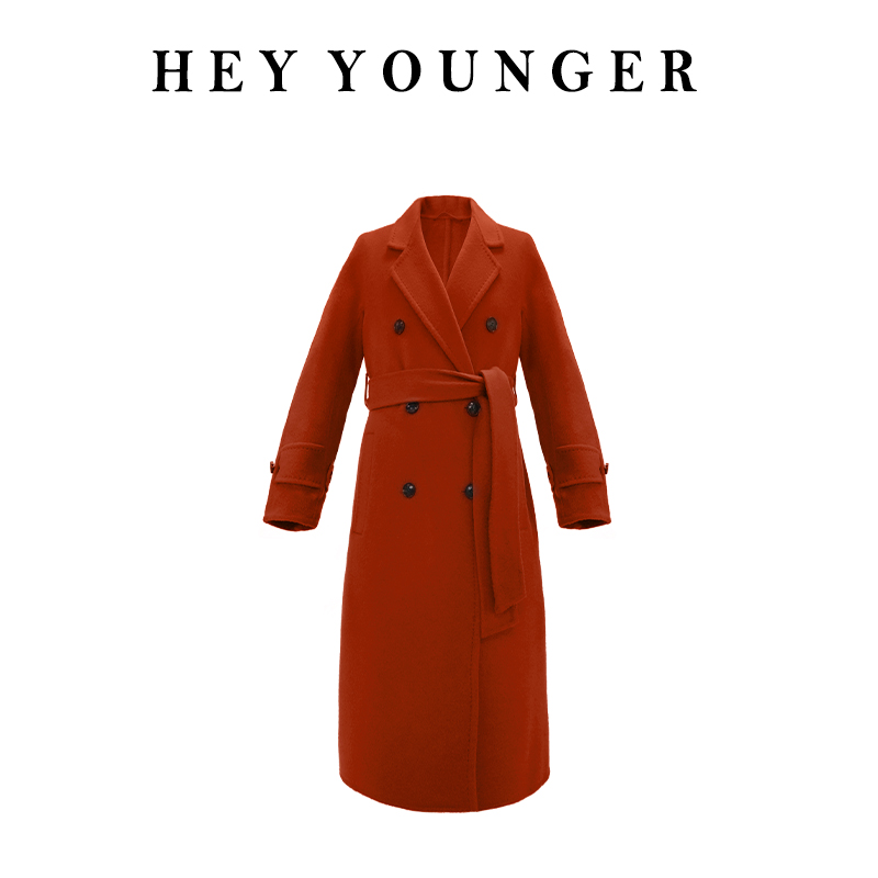 【黑羊阁】YCA26092女士100骆驼绒大衣中长款毛呢双面呢外套