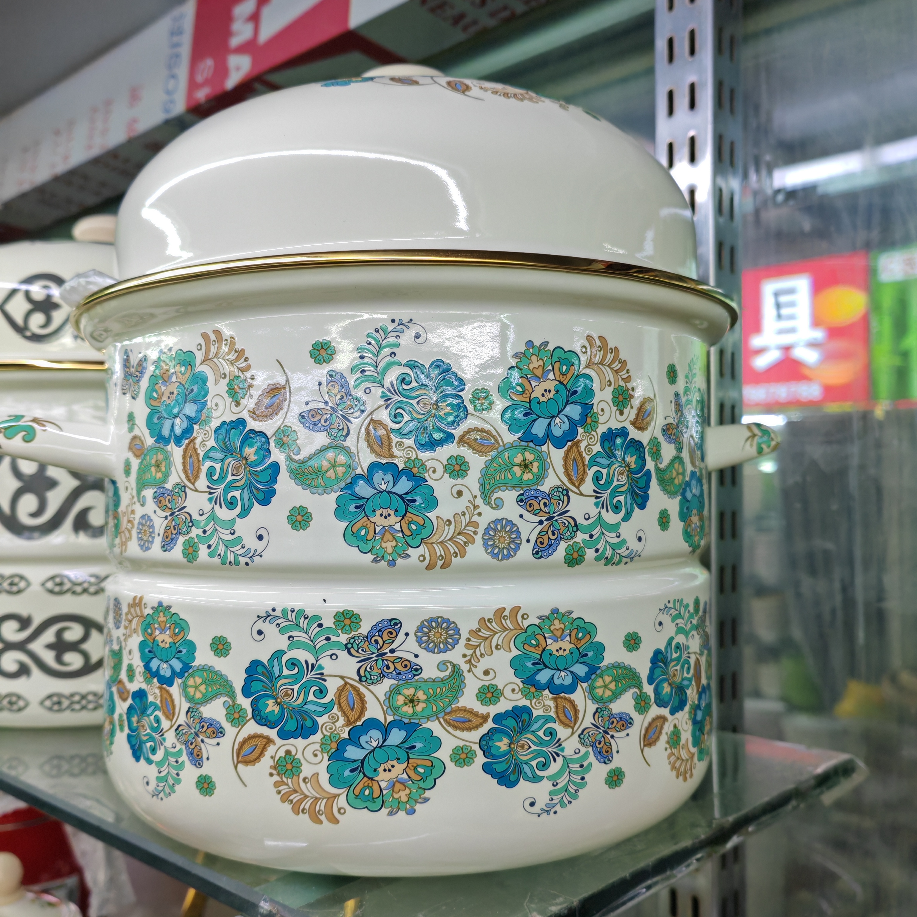 搪瓷蒸锅两层蒸加厚双耳炖锅带盖汤锅炖煮蒸锅