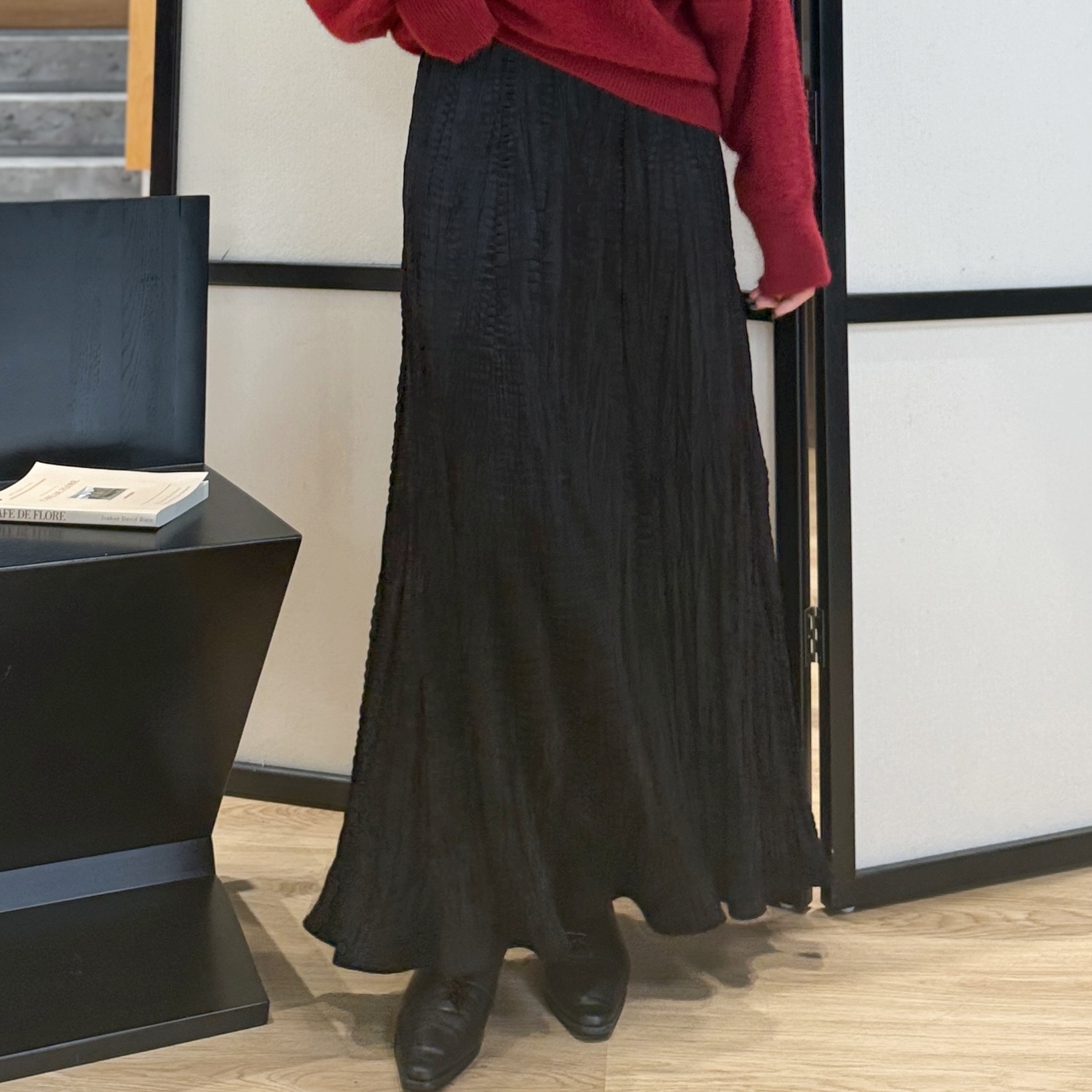 解构主义的脉络丨16姆米真丝里衬丨绒面压花半身裙-MY6531